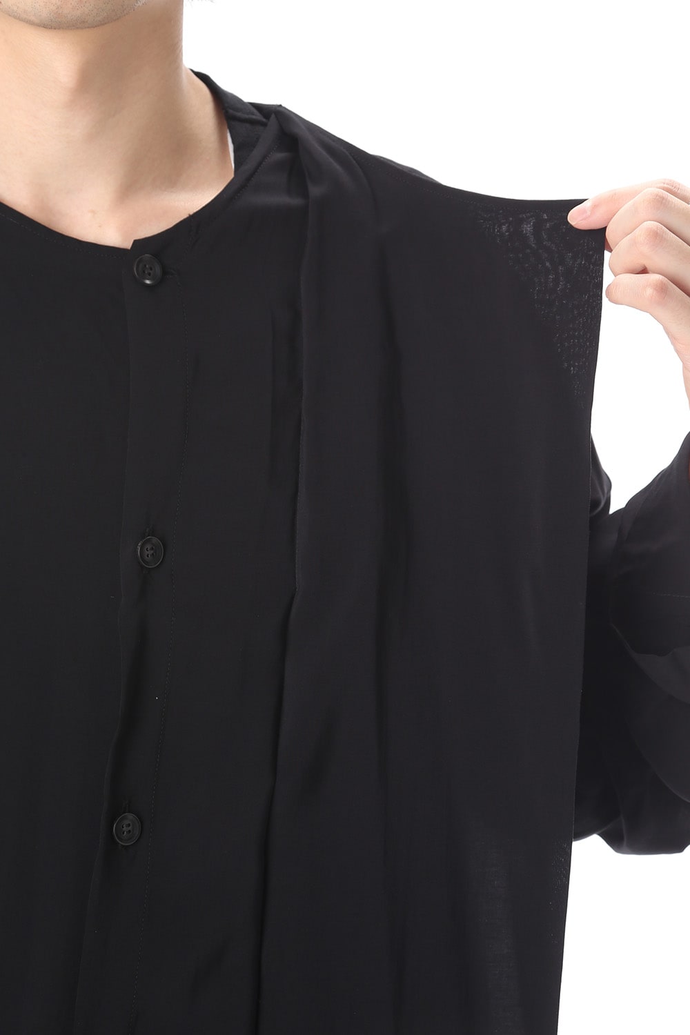 Rayon Spun Lawn Left Layered Collarless shirt