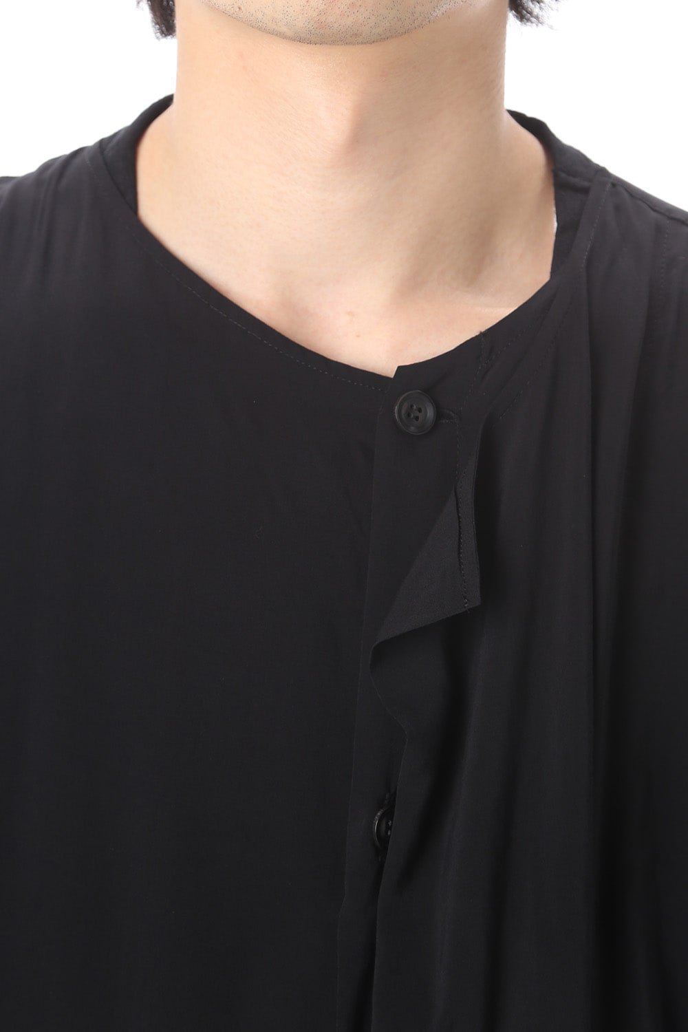 Rayon Spun Lawn Left Layered Collarless shirt