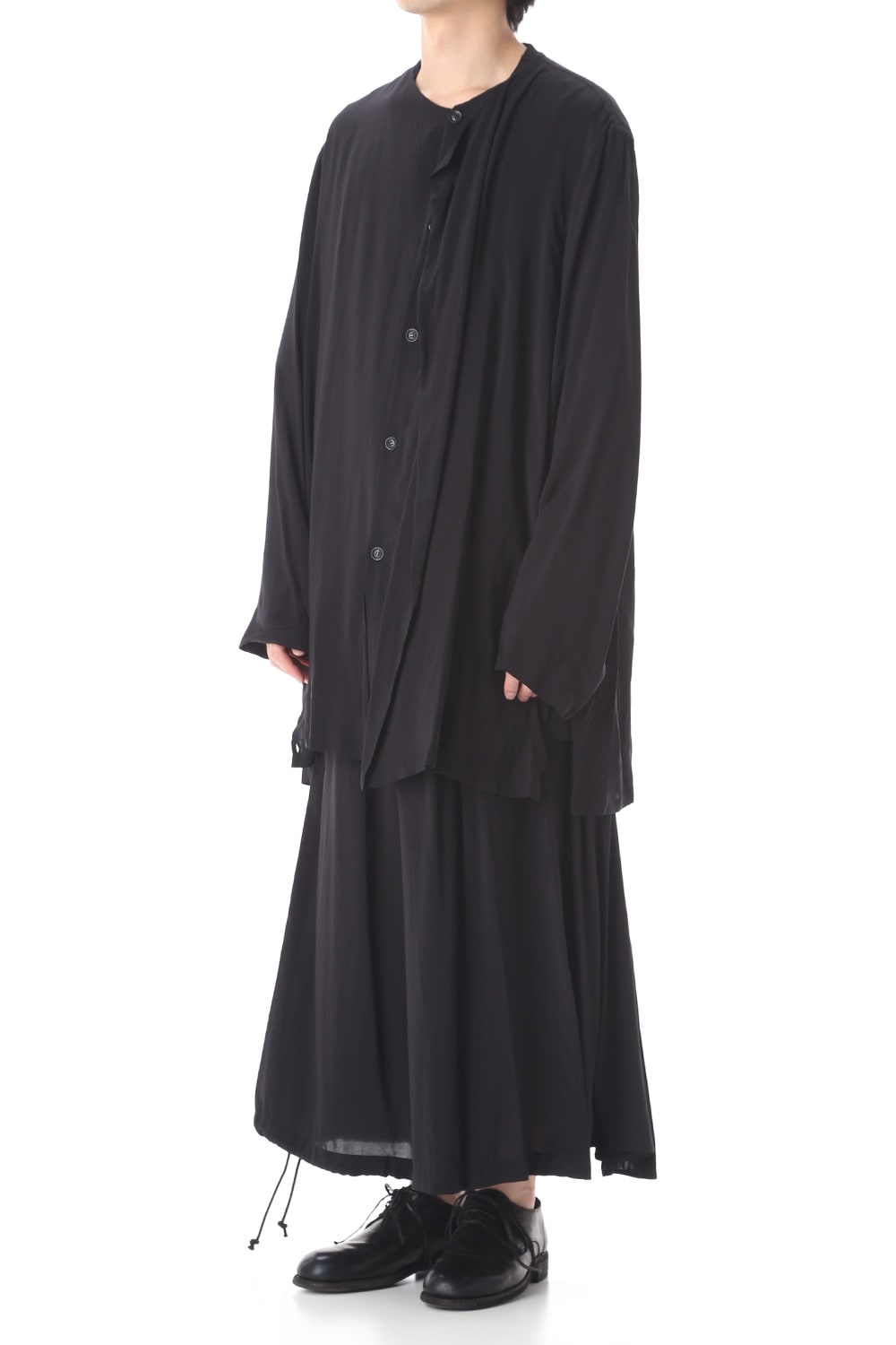 Rayon Spun Lawn Left Layered Collarless shirt