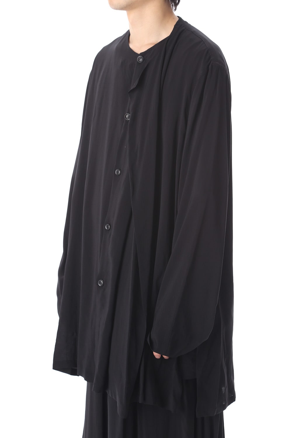 Rayon Spun Lawn Left Layered Collarless shirt