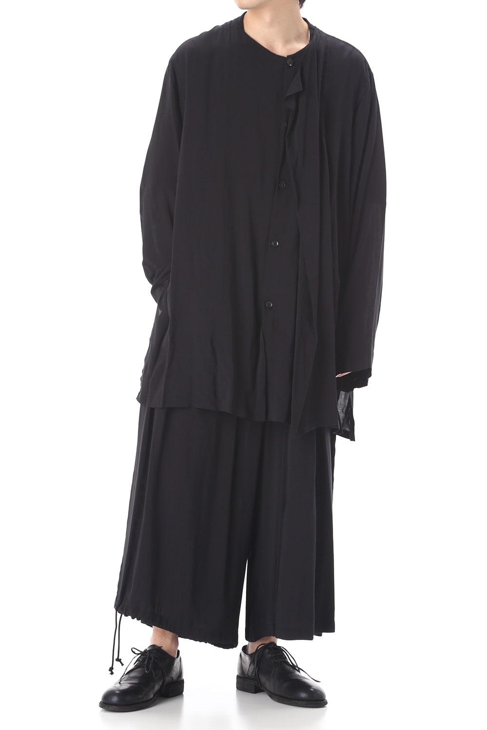 Rayon Spun Lawn Left Layered Collarless shirt