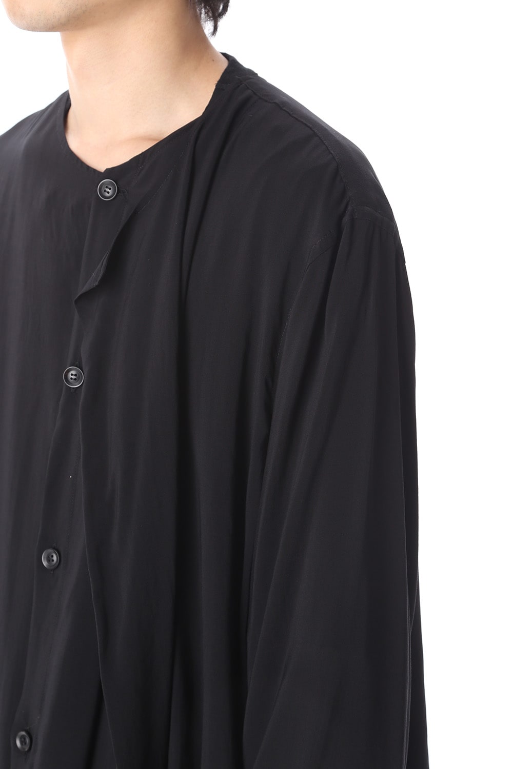 Rayon Spun Lawn Left Layered Collarless shirt