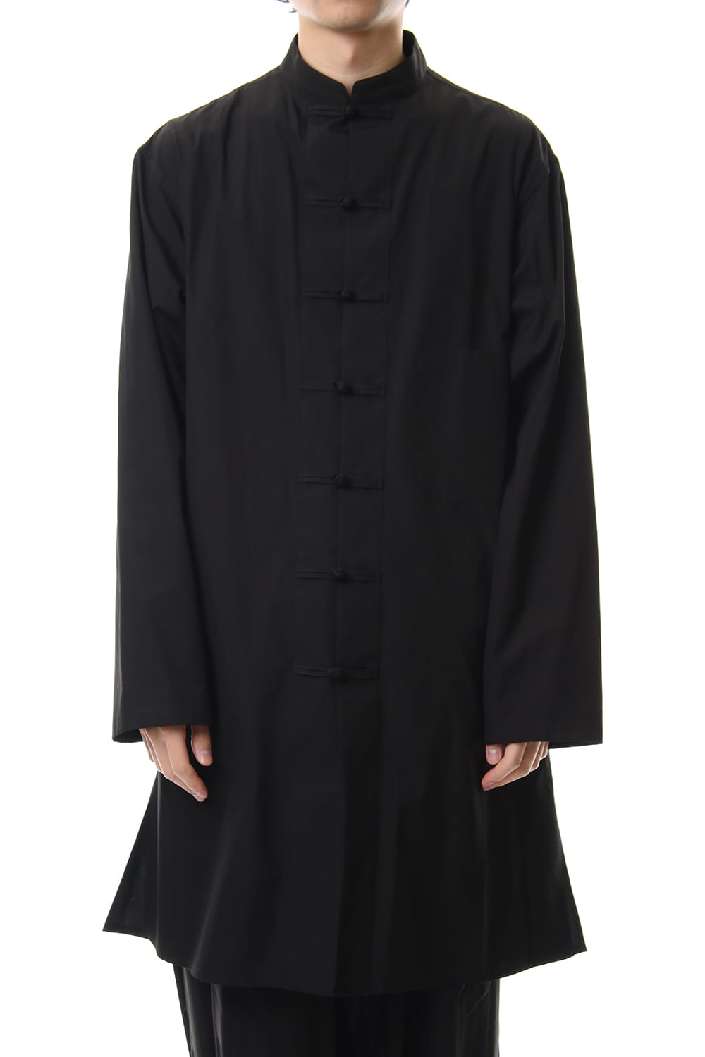 100/2 Broad Long China shirt Black