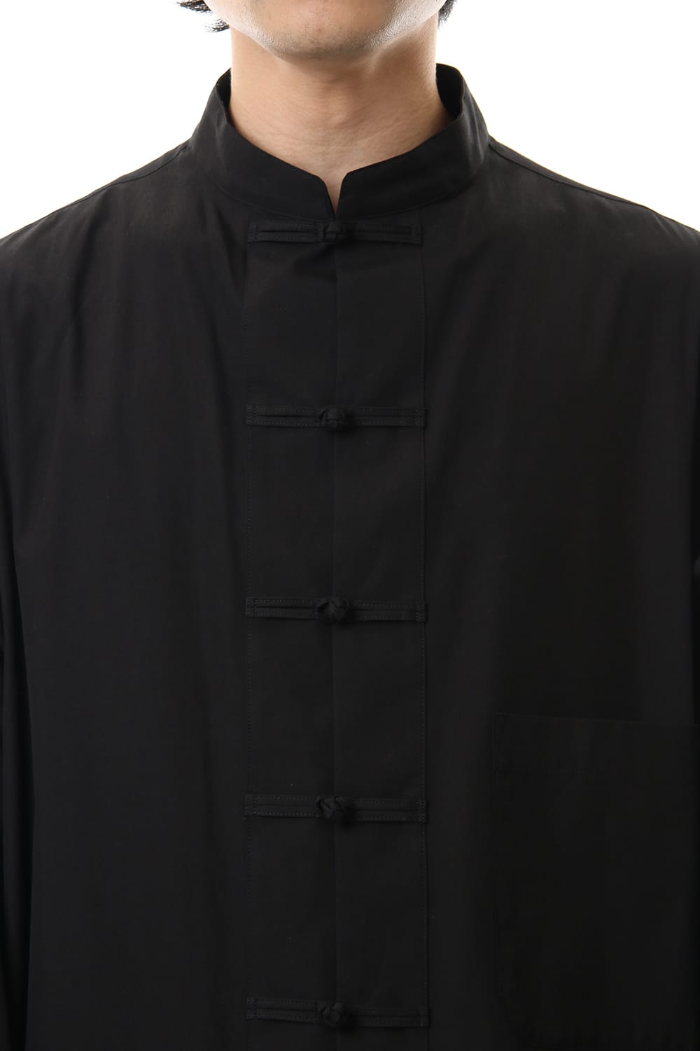 100/2 Broad Long China shirt Black