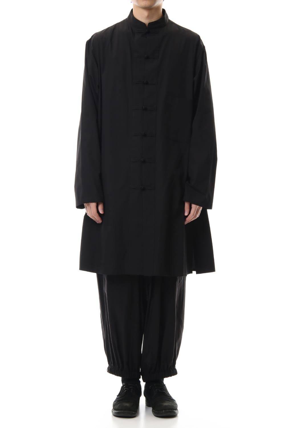 100/2 Broad Long China shirt Black