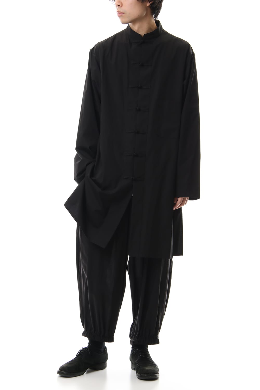 100/2 Broad Long China shirt Black