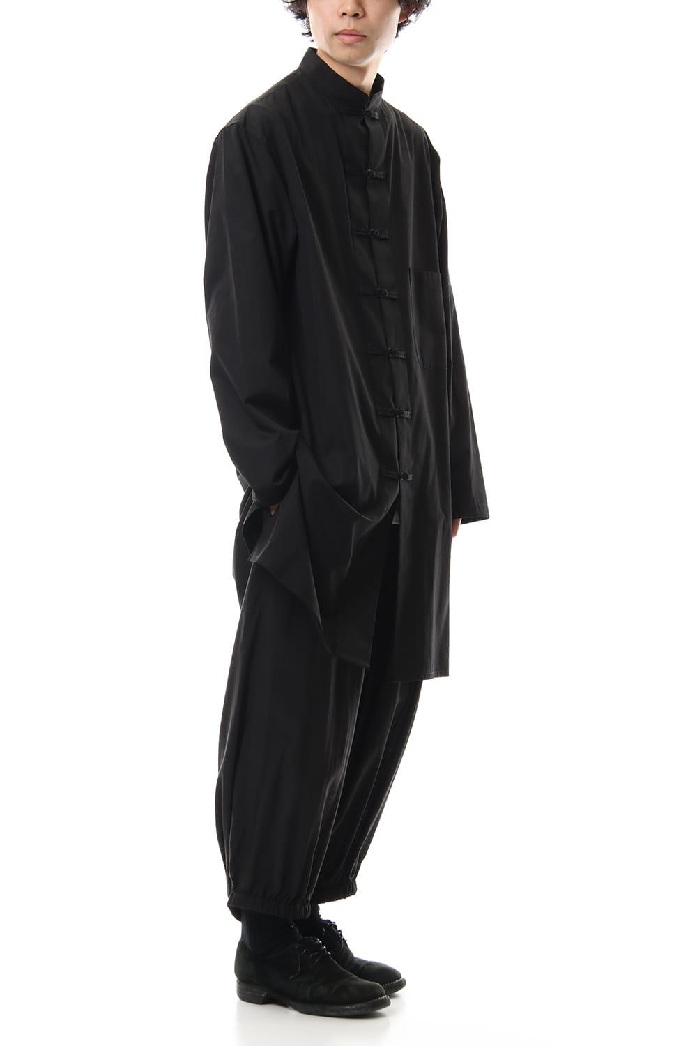 100/2 Broad Long China shirt Black