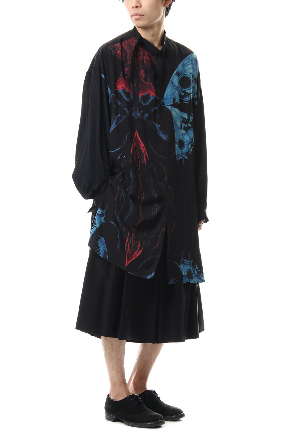 Deformation stand collar Print blouse