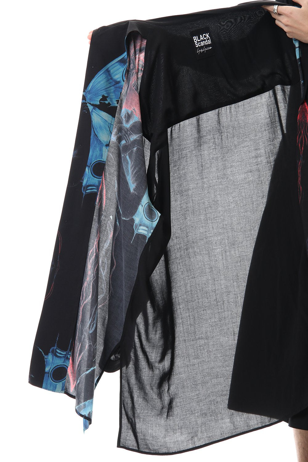 Deformation stand collar Print blouse