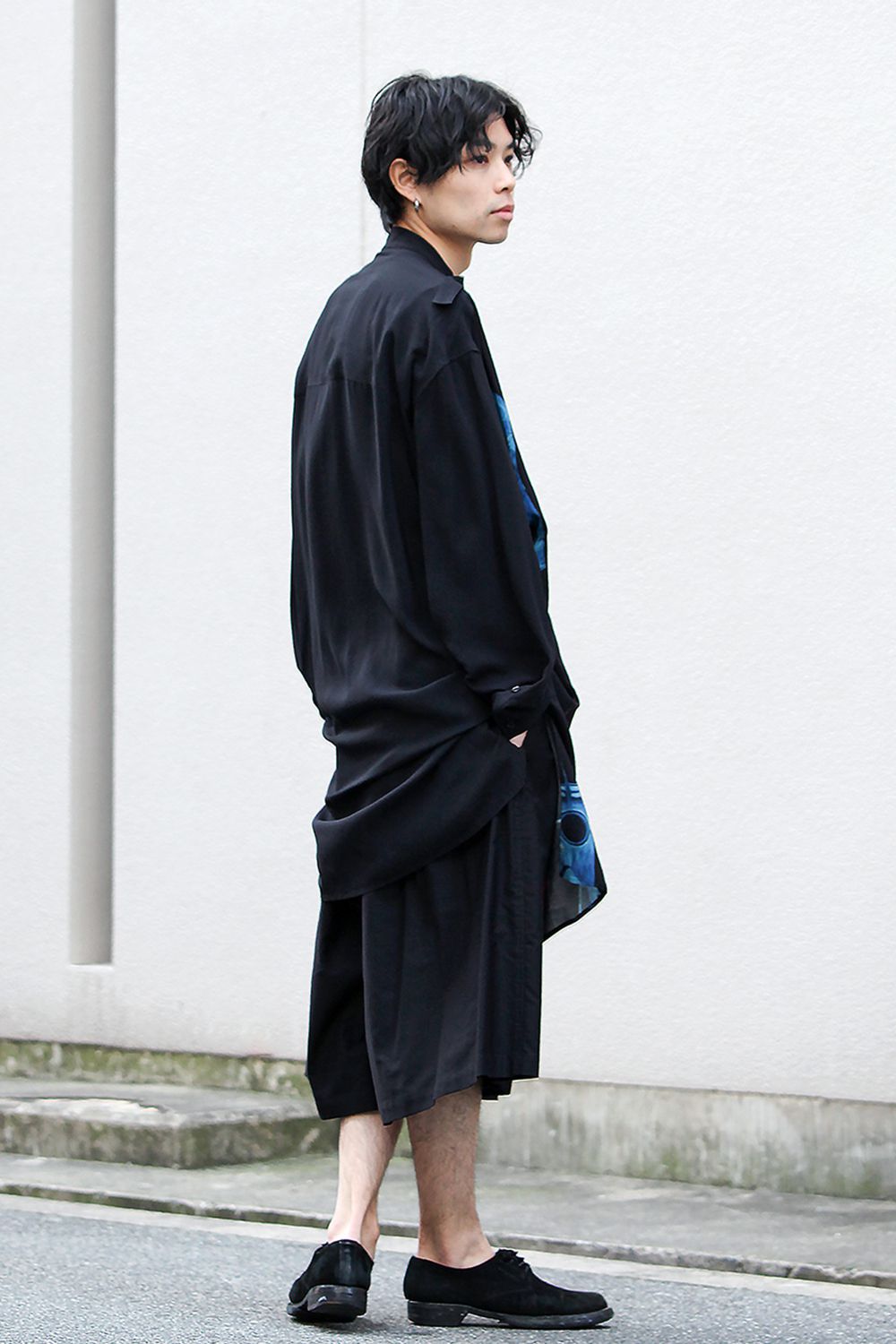 Deformation stand collar Print blouse