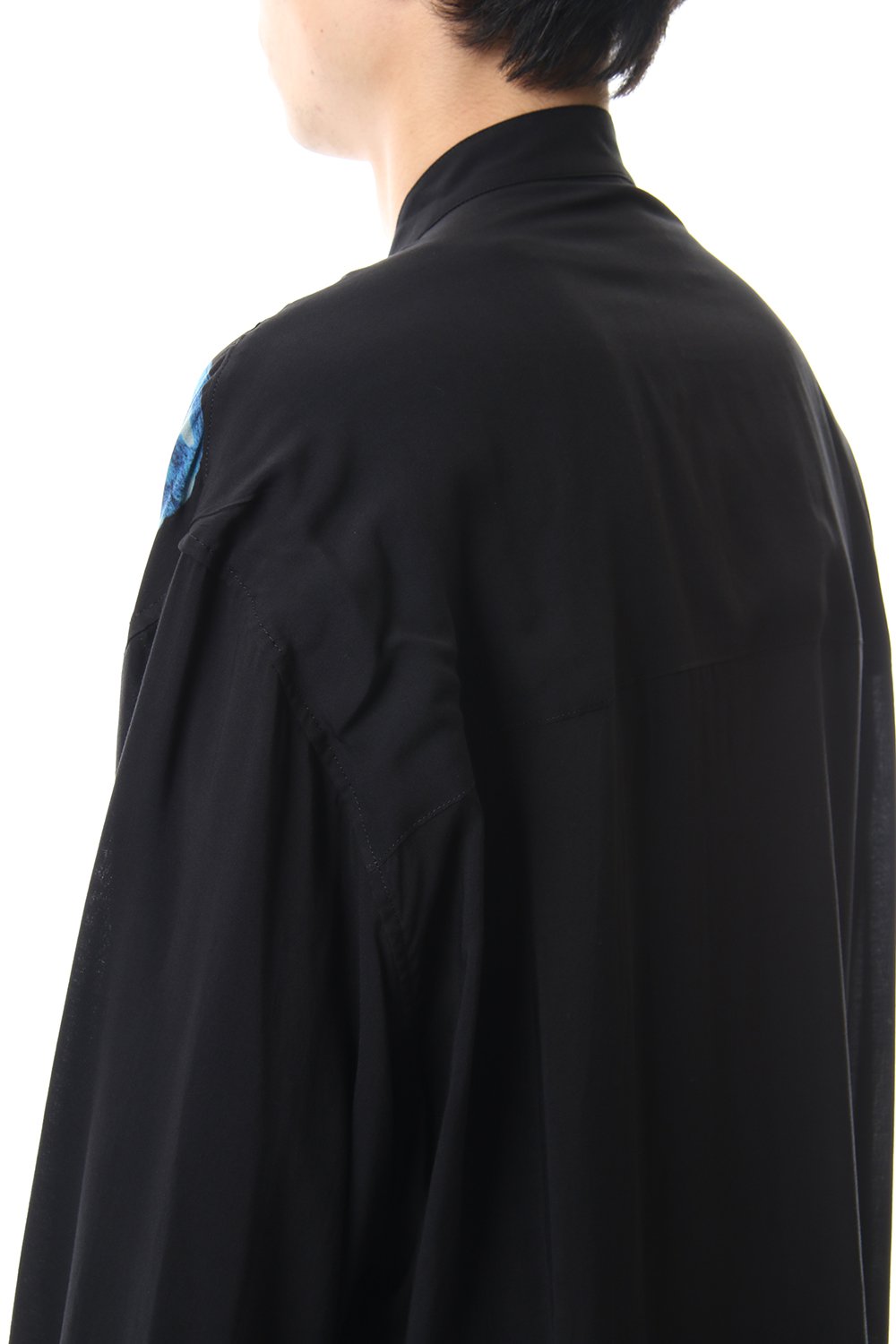 Deformation stand collar Print blouse