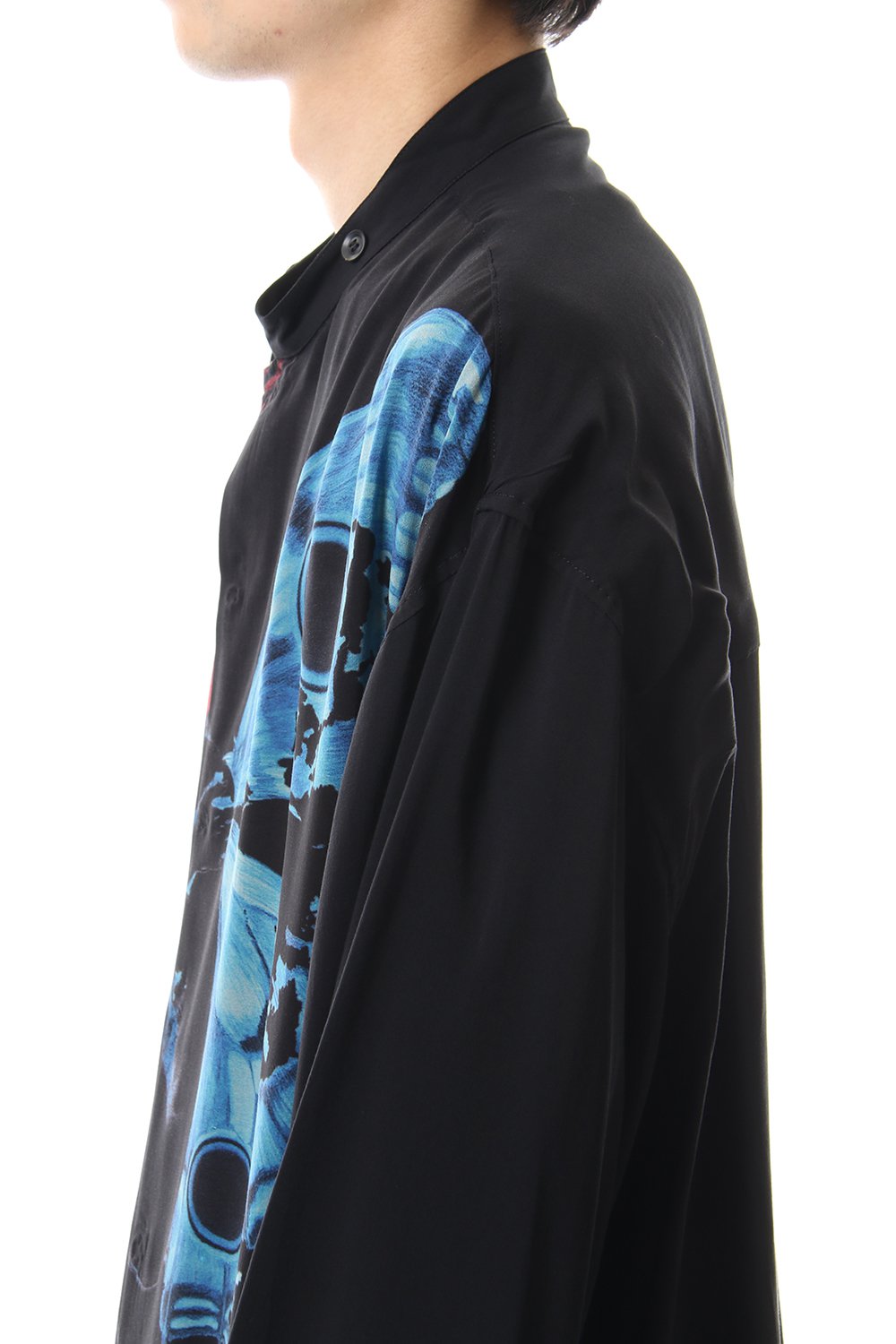 Deformation stand collar Print blouse