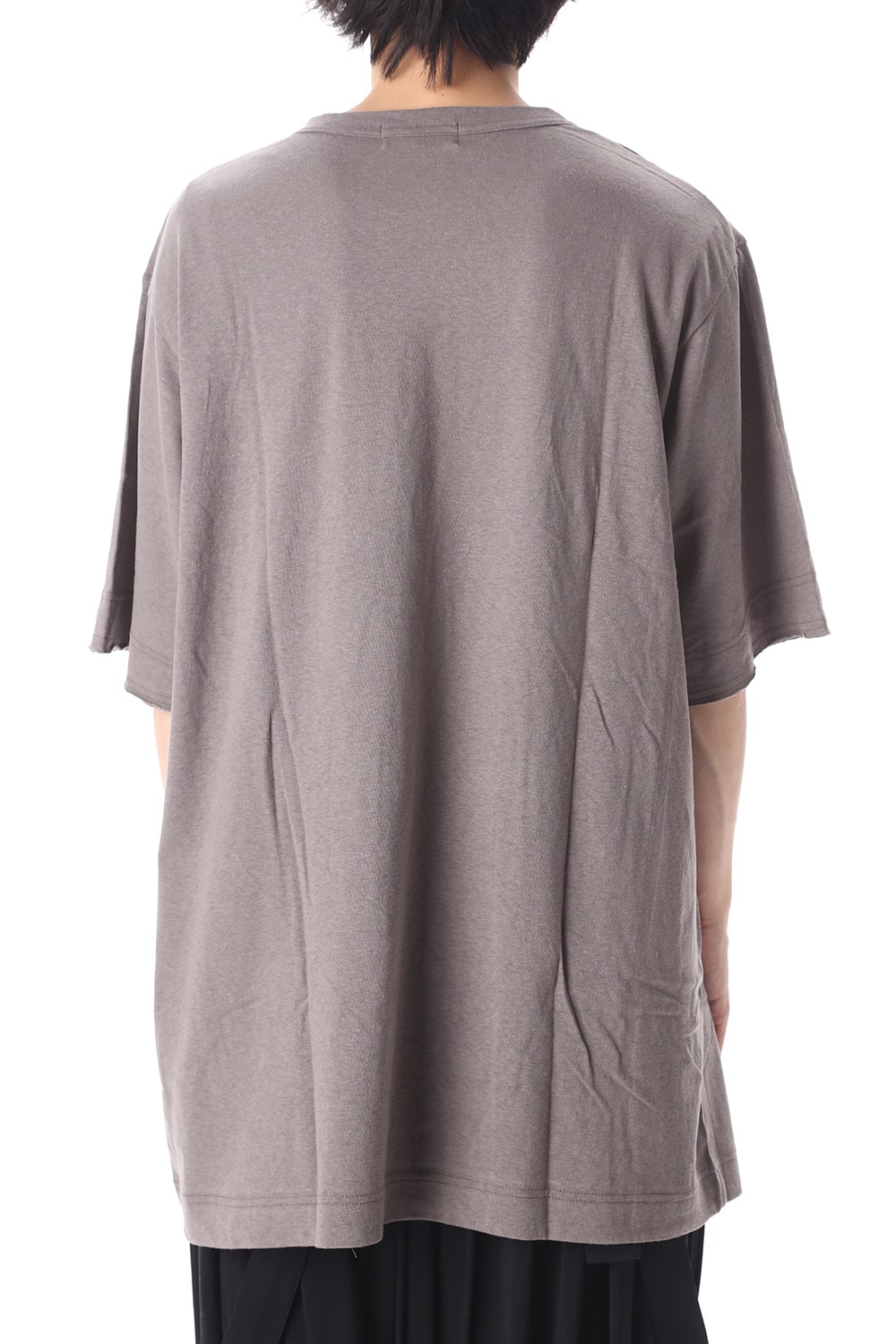 Old cotton Top stitch Cut off Round neck Short sleeve T-shirt Gray