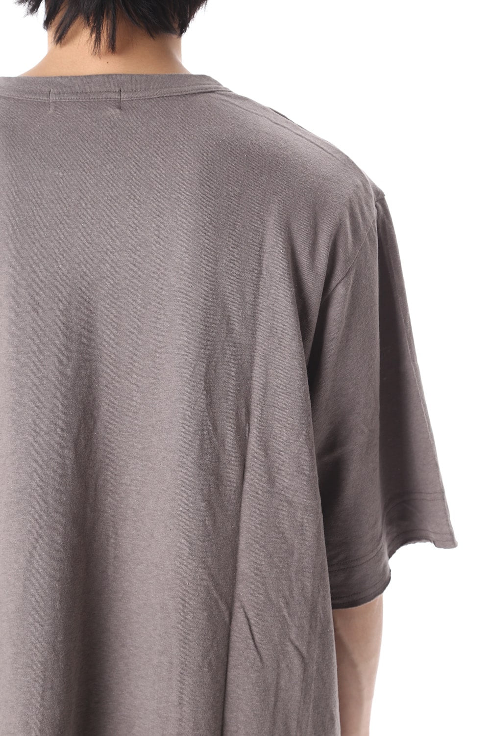 Old cotton Top stitch Cut off Round neck Short sleeve T-shirt Gray