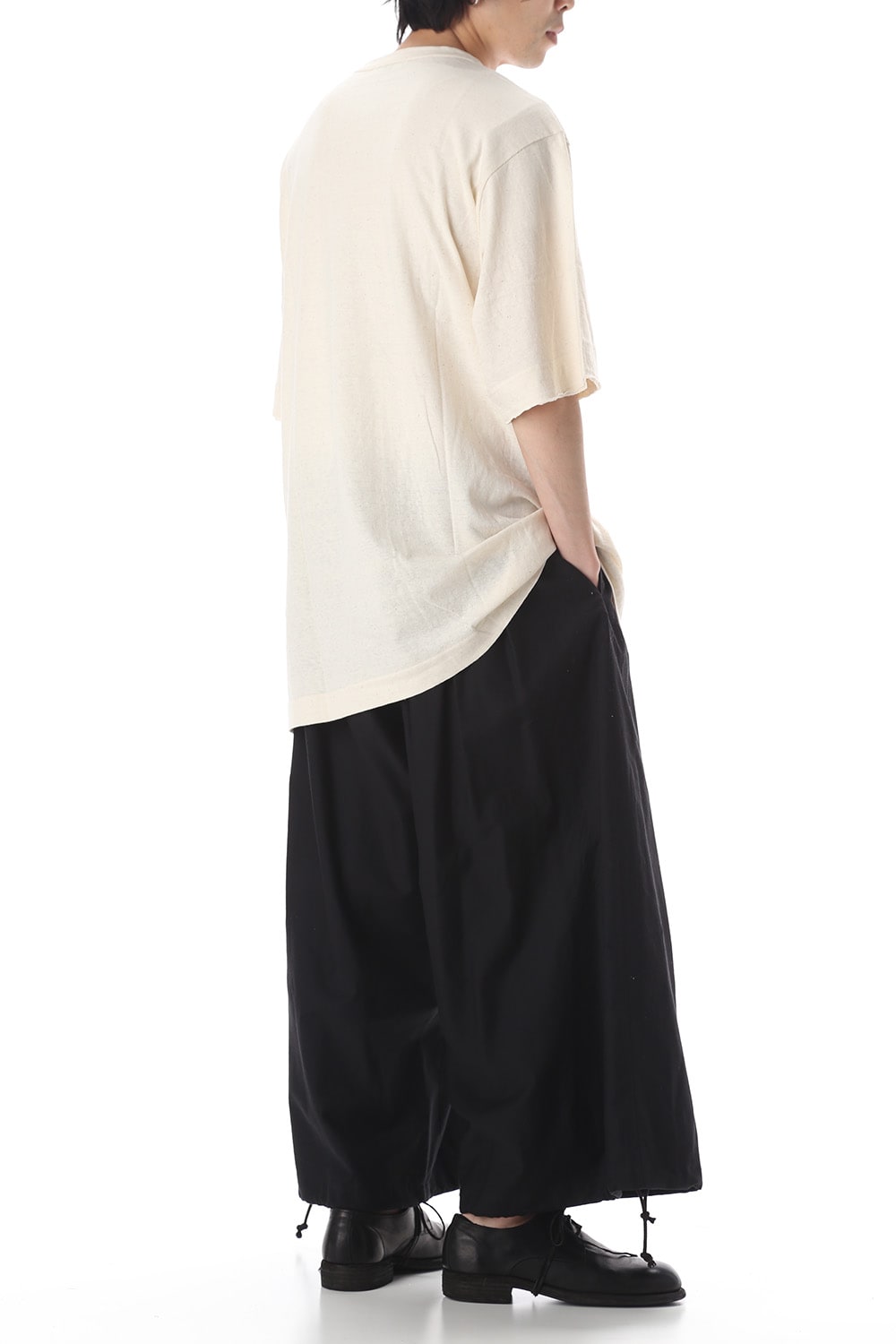 Old cotton Top stitch Cut off Round neck Short sleeve T-shirt Ivory