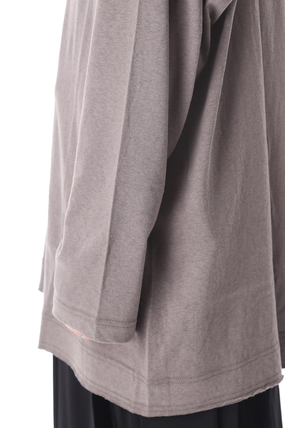 Old cotton Top stitch Cut off Round neck Long sleeve T-shirt Gray