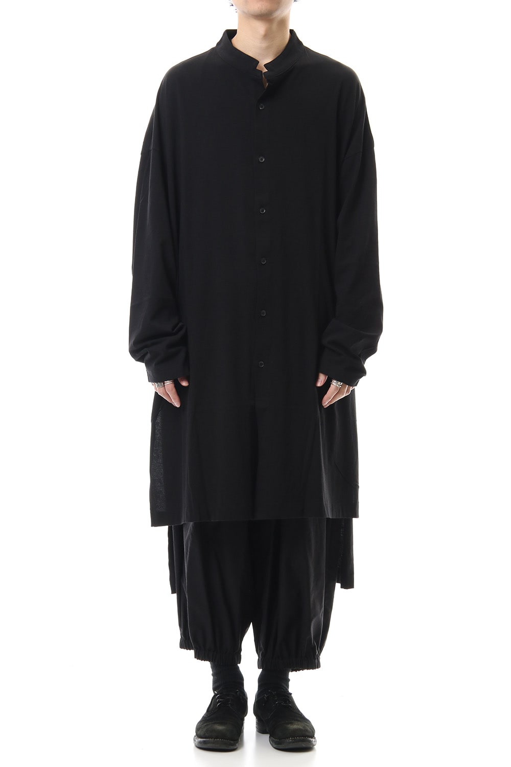 MY SON Print Stand collar Long shirt