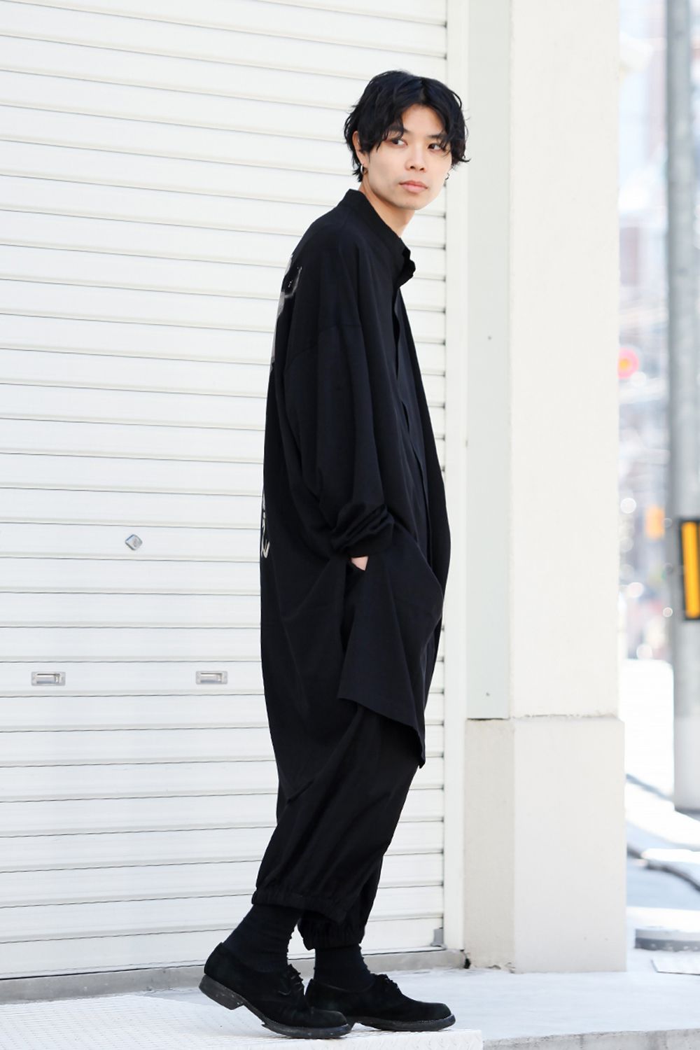 MY SON Print Stand collar Long shirt