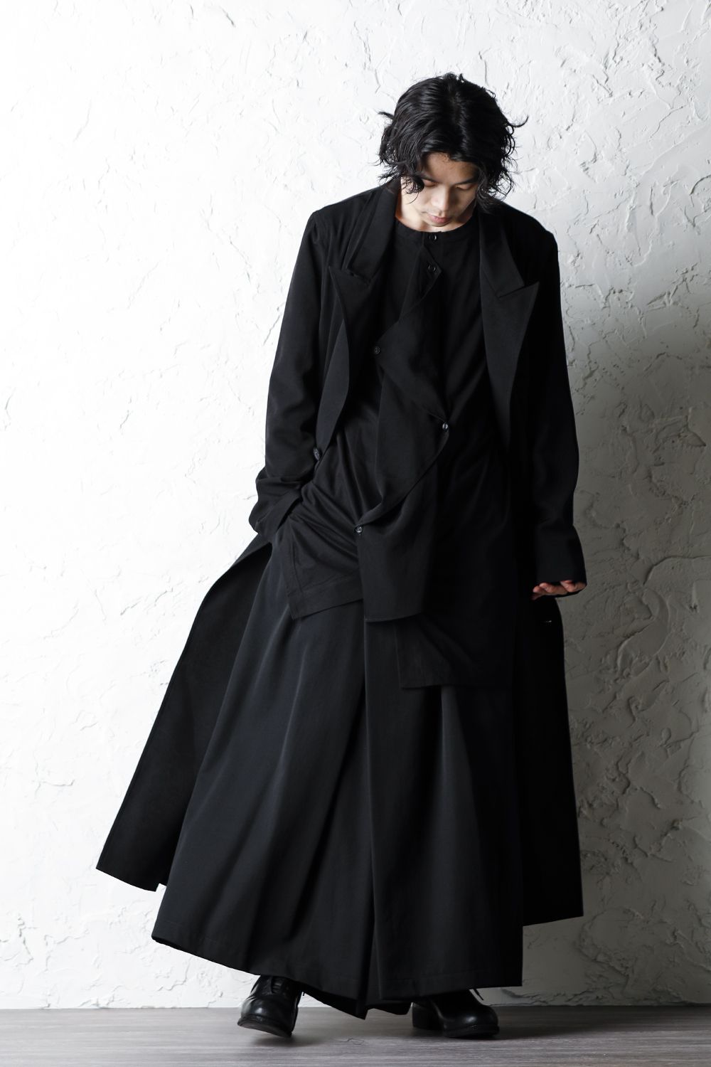 Jersey fabric mix Switching Dress shirt Black