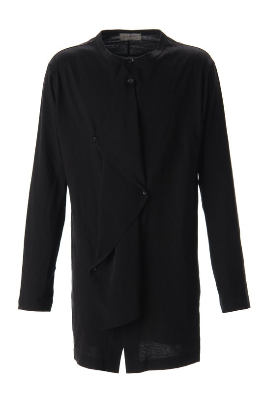 Jersey fabric mix Switching Dress shirt Black