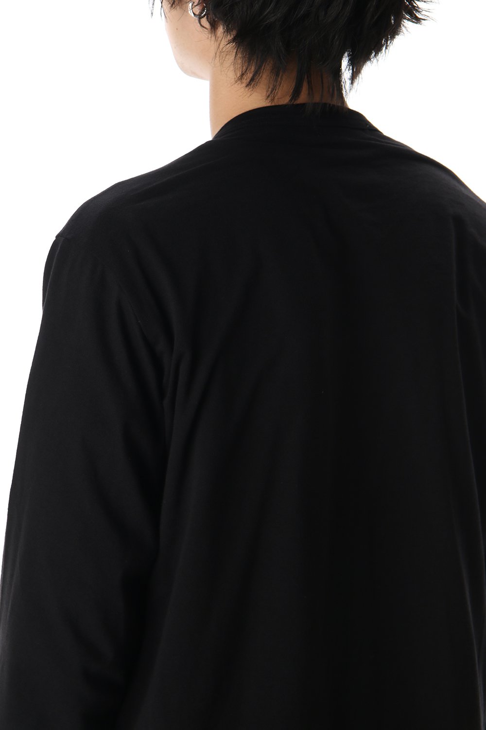 Jersey fabric mix Switching Dress shirt Black