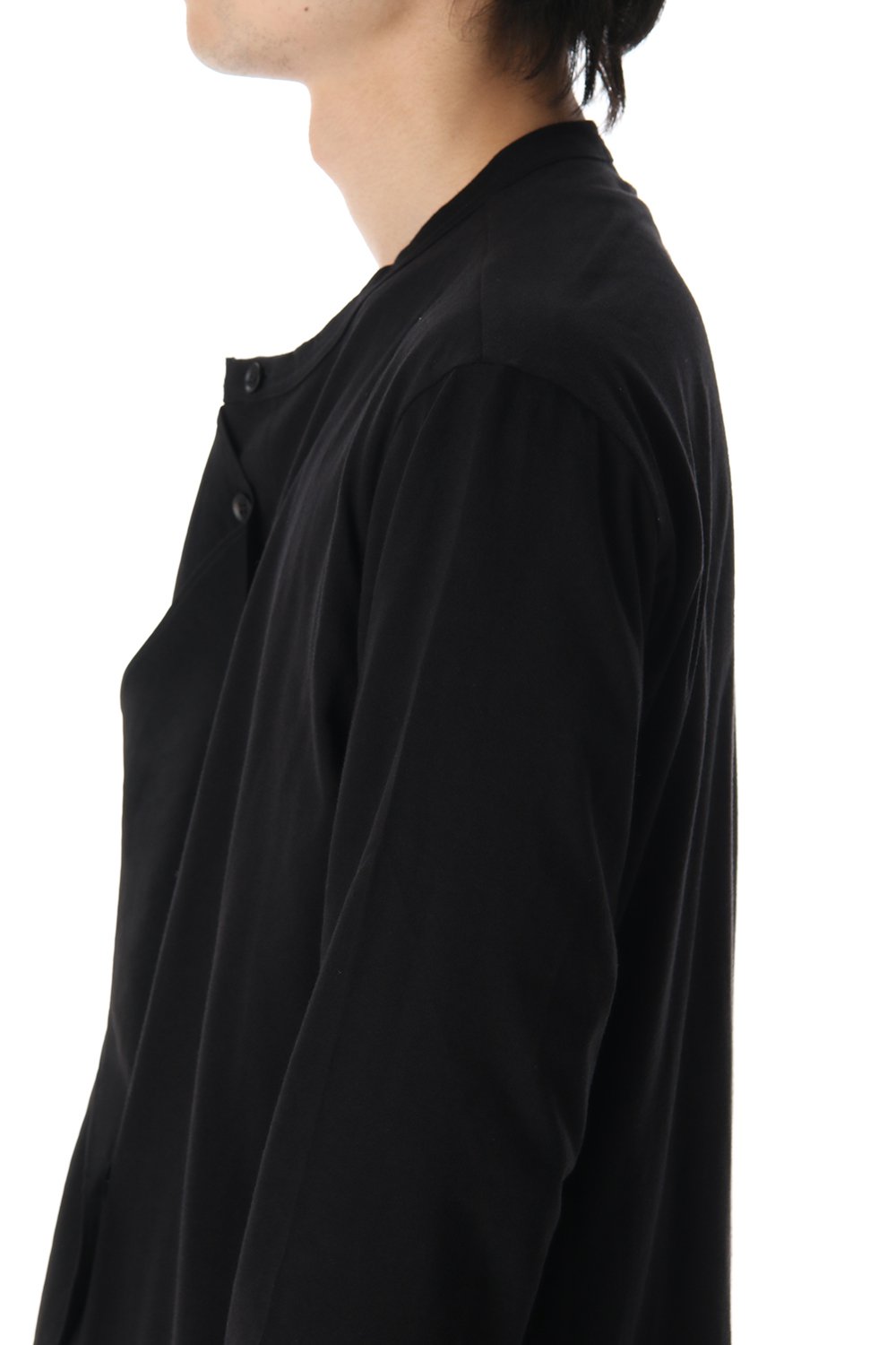 Jersey fabric mix Switching Dress shirt Black