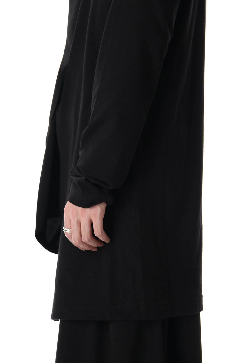 Jersey fabric mix Switching Dress shirt Black