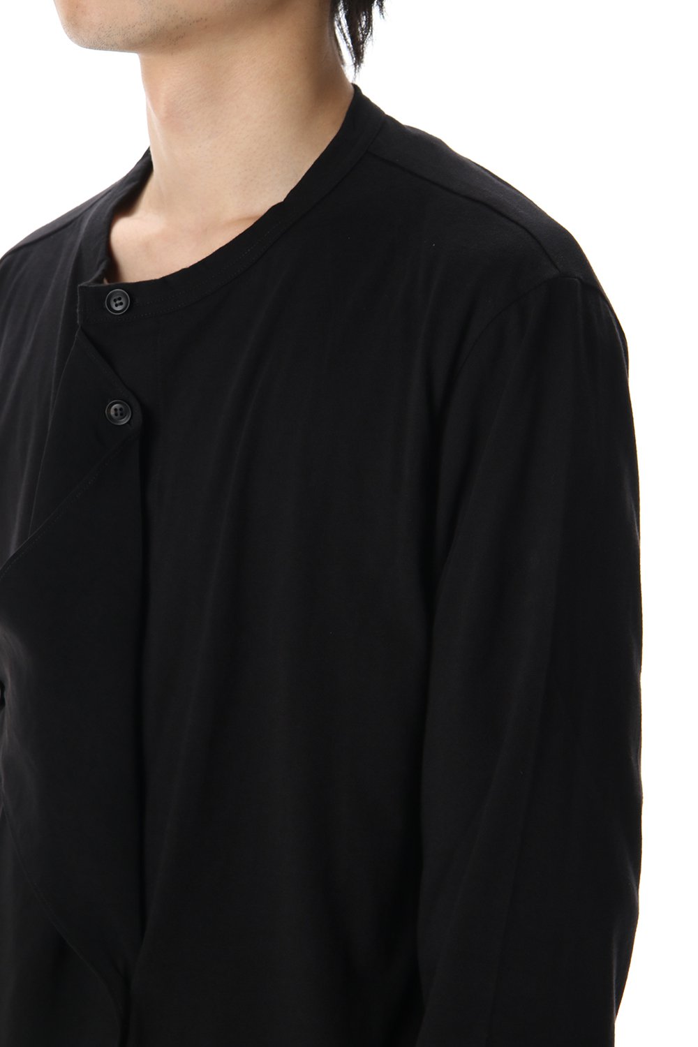 Jersey fabric mix Switching Dress shirt Black