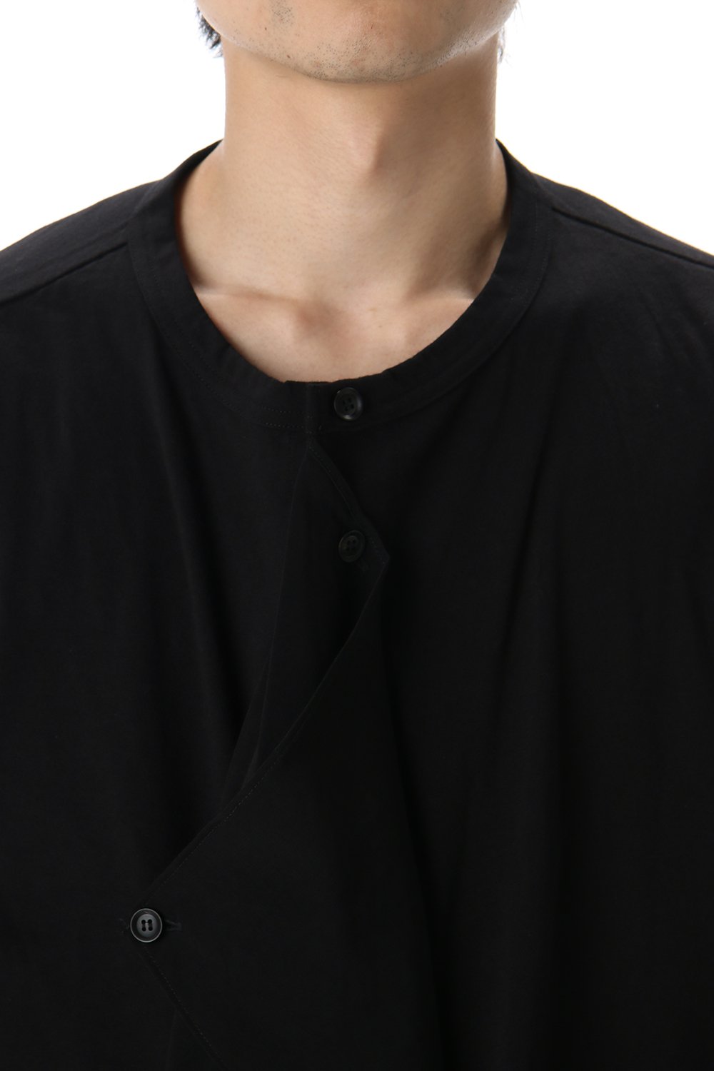 Jersey fabric mix Switching Dress shirt Black