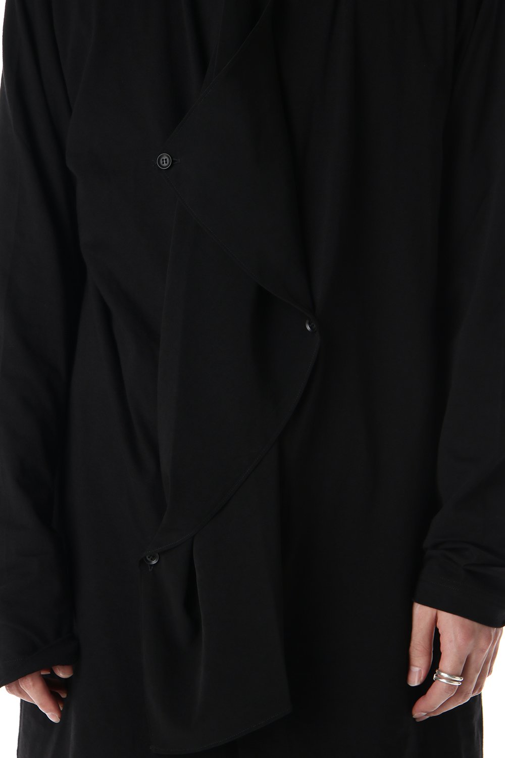 Jersey fabric mix Switching Dress shirt Black