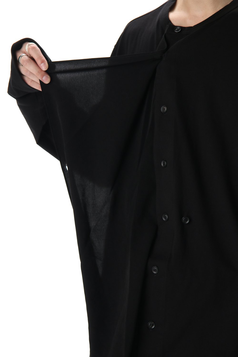 Jersey fabric mix Switching Dress shirt Black