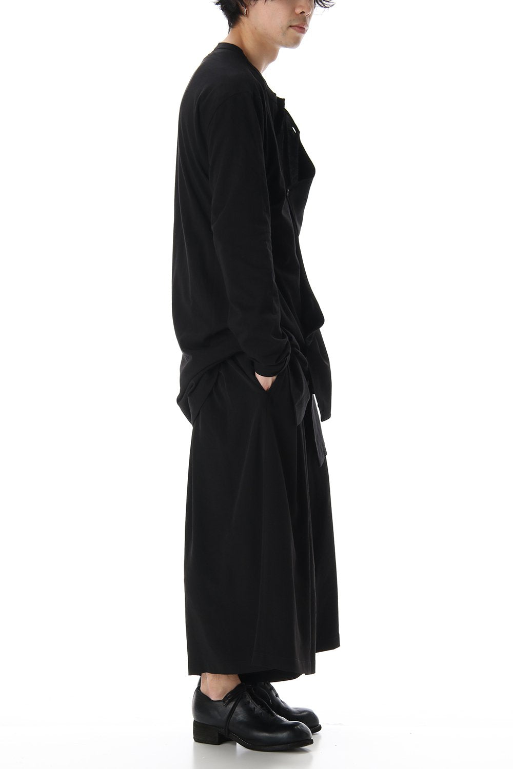 Jersey fabric mix Switching Dress shirt Black