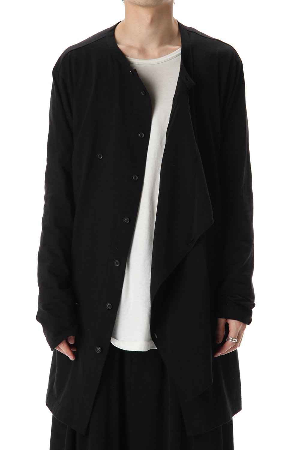 Jersey fabric mix Switching Dress shirt Black