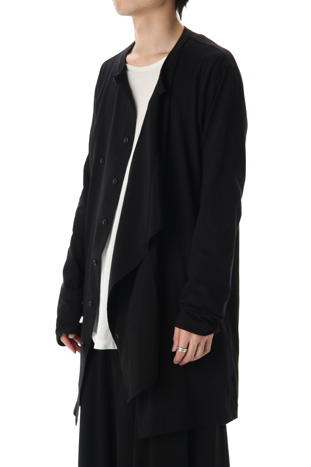 Jersey fabric mix Switching Dress shirt Black