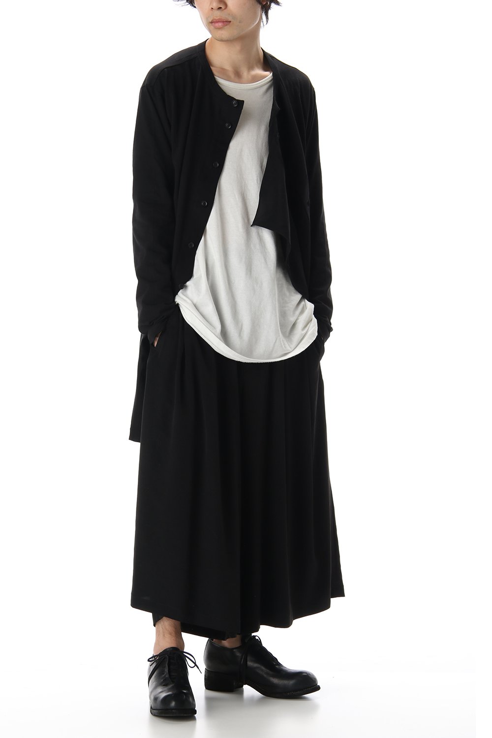 Jersey fabric mix Switching Dress shirt Black