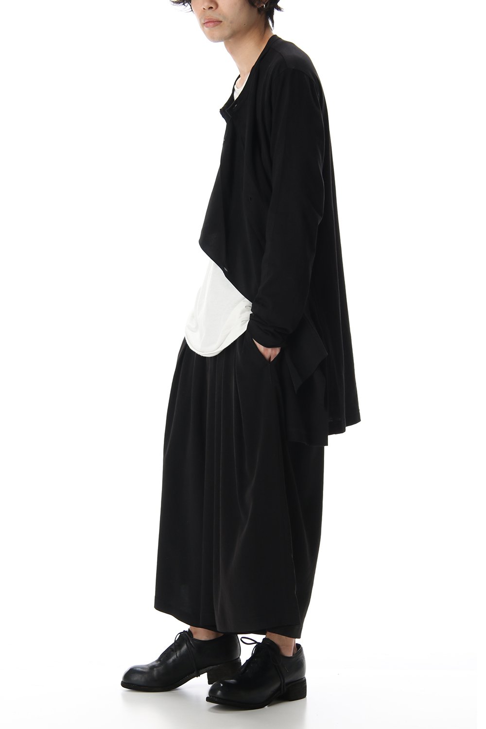 Jersey fabric mix Switching Dress shirt Black