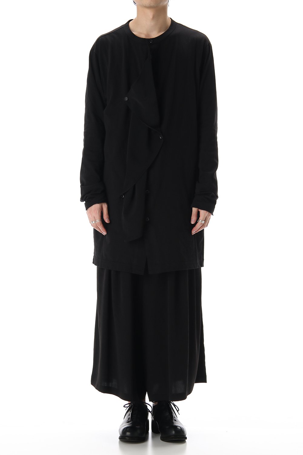 Jersey fabric mix Switching Dress shirt Black