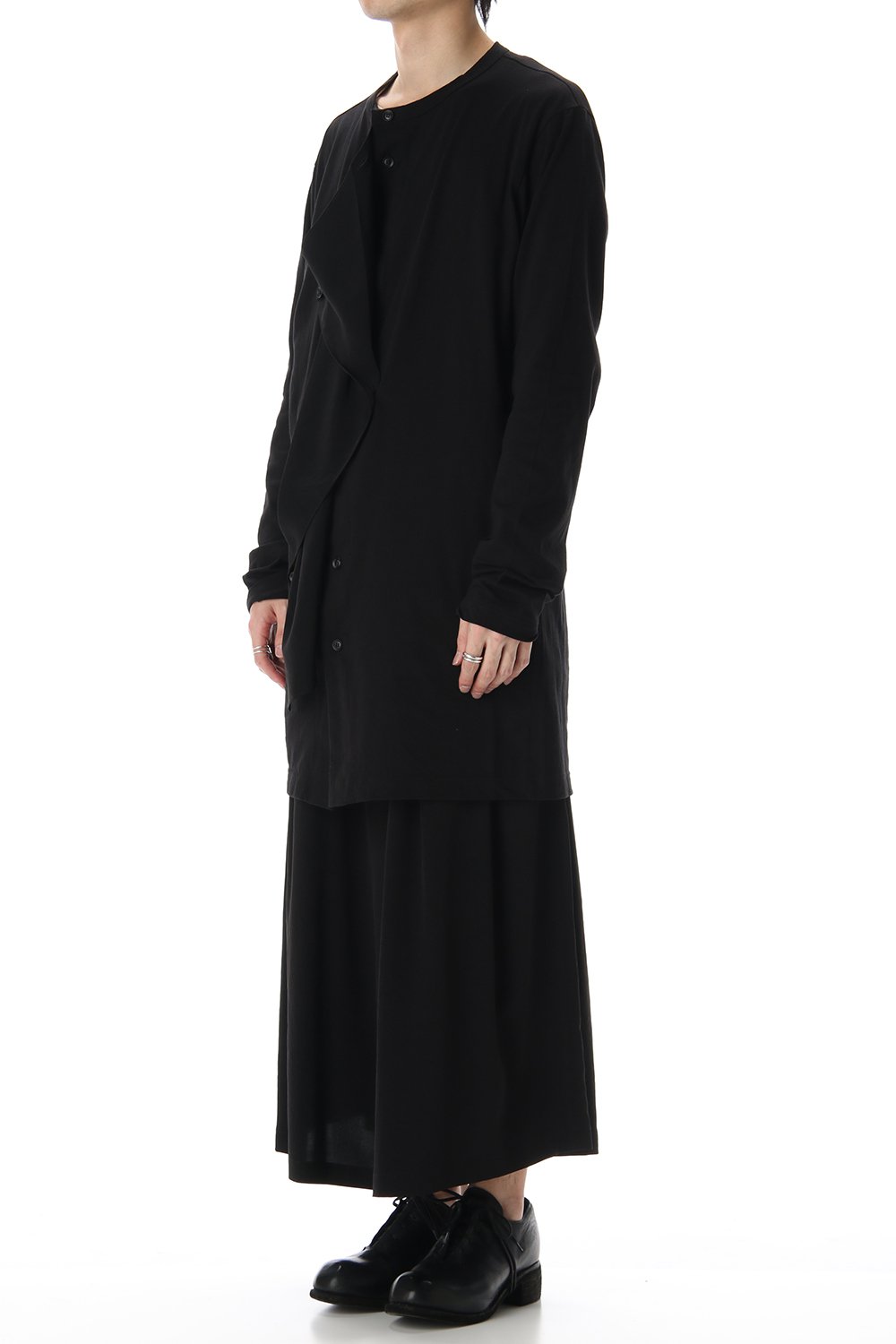 Jersey fabric mix Switching Dress shirt Black