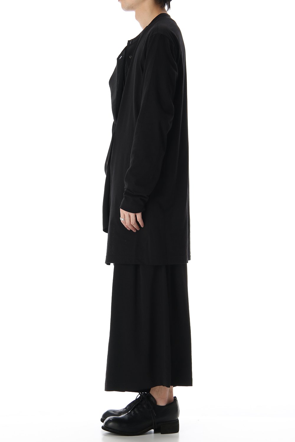 Jersey fabric mix Switching Dress shirt Black