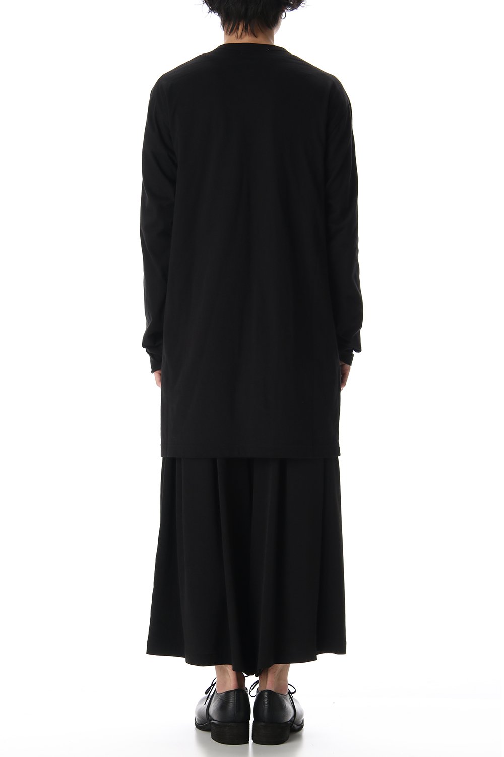 Jersey fabric mix Switching Dress shirt Black