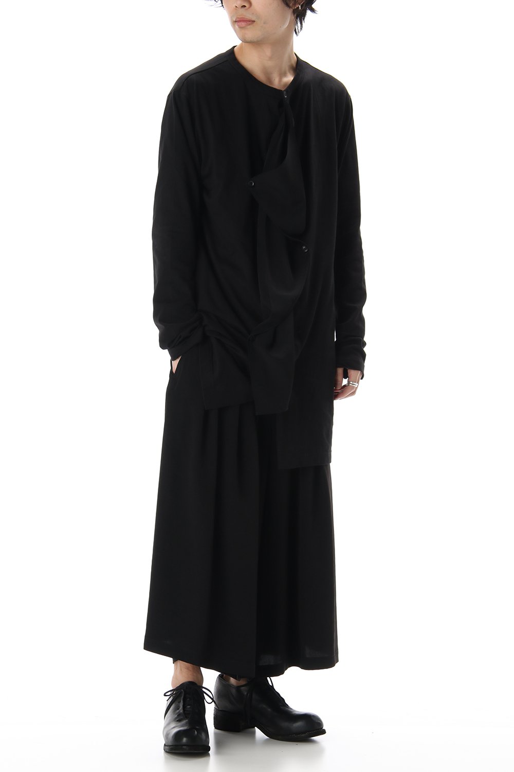 Jersey fabric mix Switching Dress shirt Black