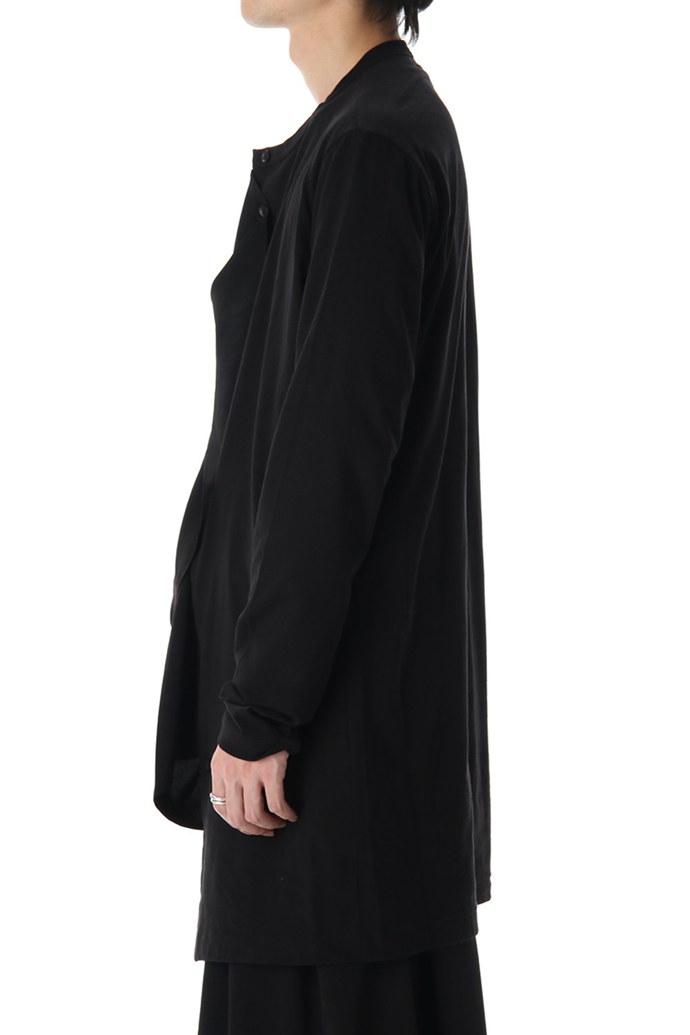 Jersey fabric mix Switching Dress shirt Black