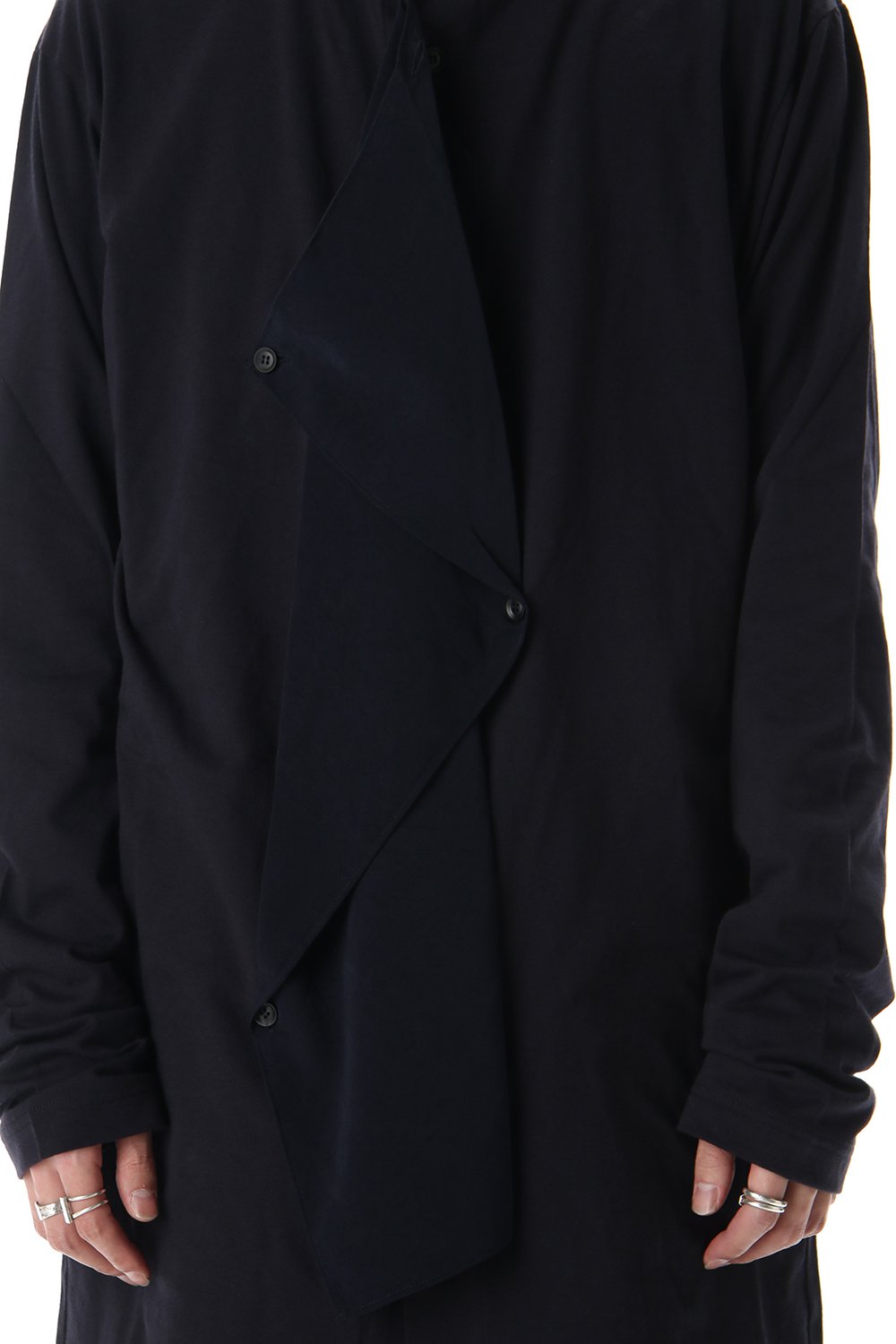 ジャージー ファブリック ミックス スイッチング ドレス シャツ Navy