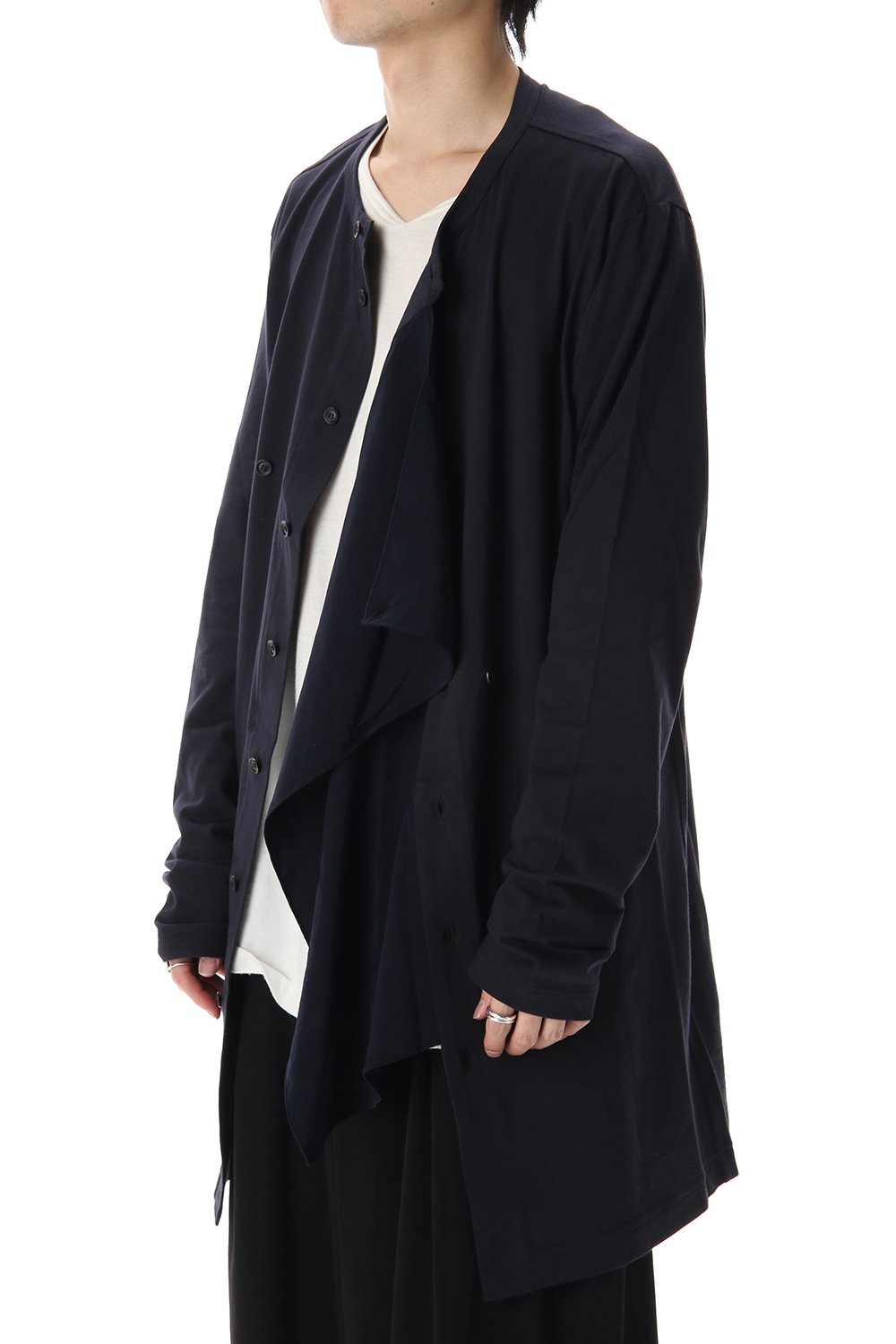 ジャージー ファブリック ミックス スイッチング ドレス シャツ Navy