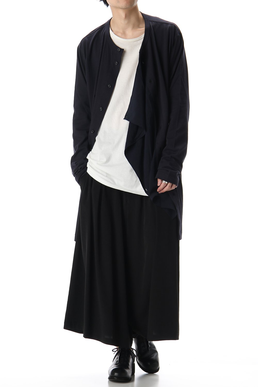 ジャージー ファブリック ミックス スイッチング ドレス シャツ Navy