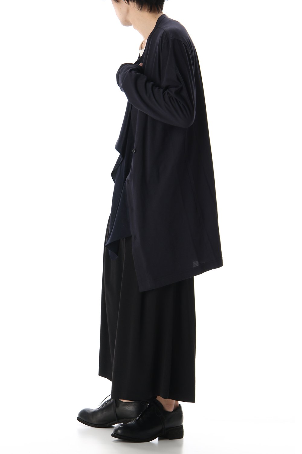 ジャージー ファブリック ミックス スイッチング ドレス シャツ Navy