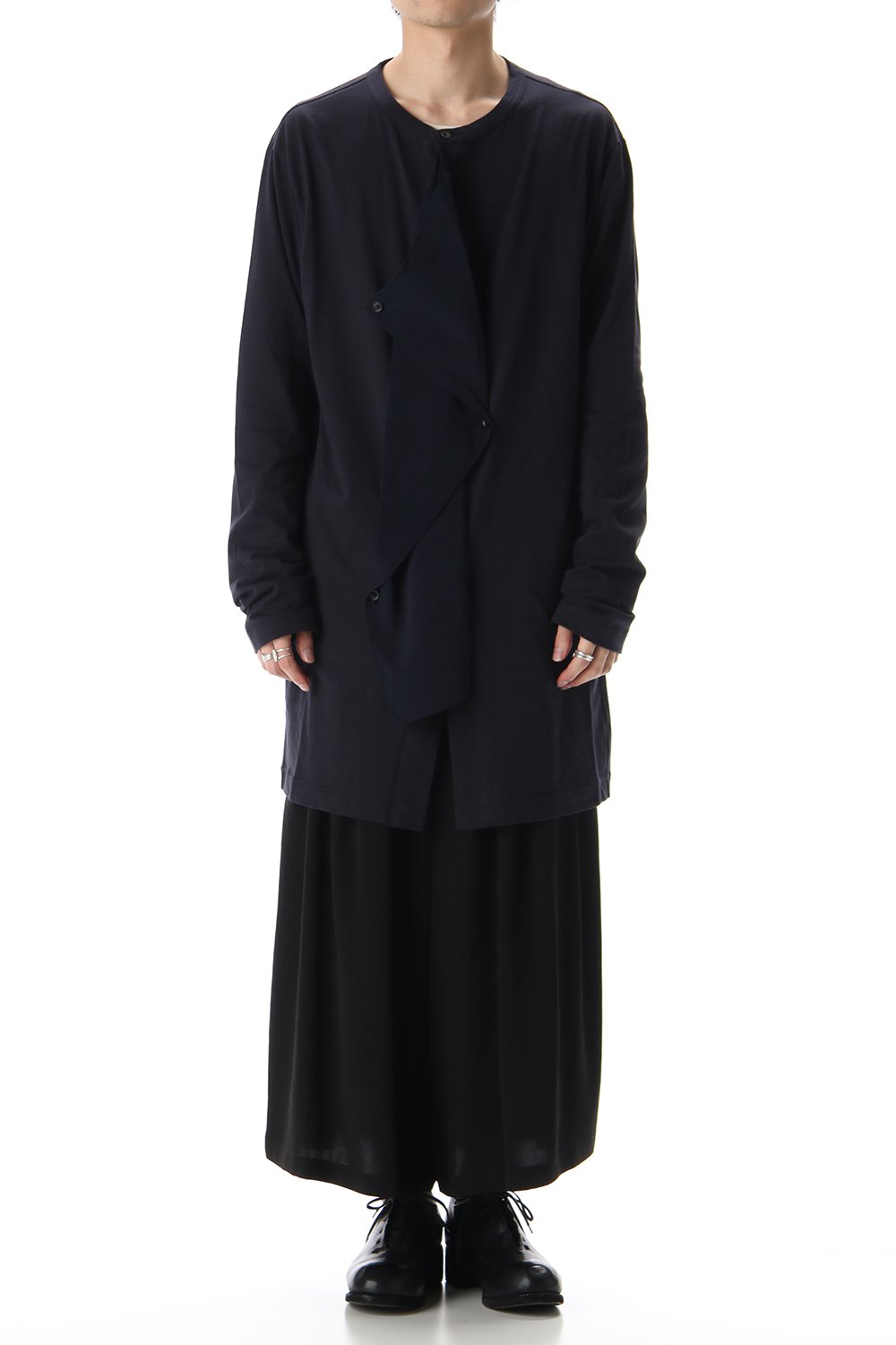 ジャージー ファブリック ミックス スイッチング ドレス シャツ Navy