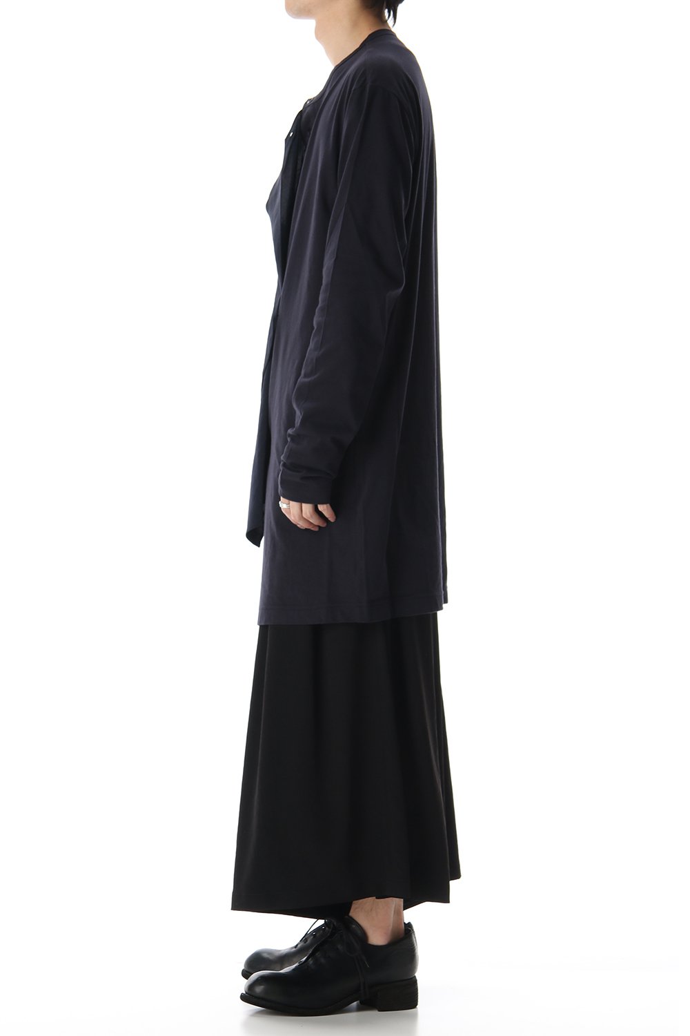 ジャージー ファブリック ミックス スイッチング ドレス シャツ Navy