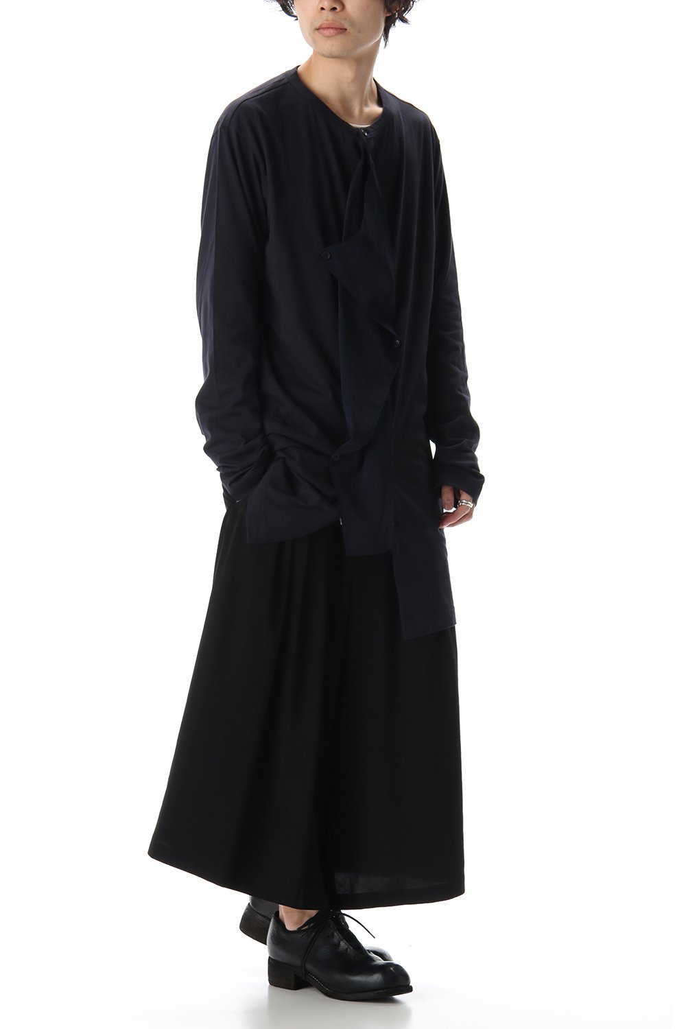 ジャージー ファブリック ミックス スイッチング ドレス シャツ Navy