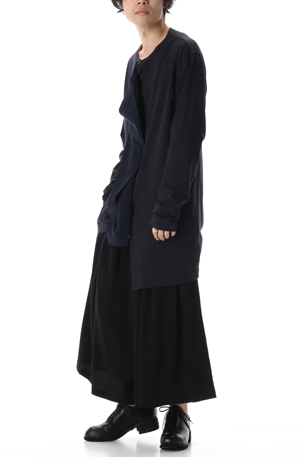 ジャージー ファブリック ミックス スイッチング ドレス シャツ Navy